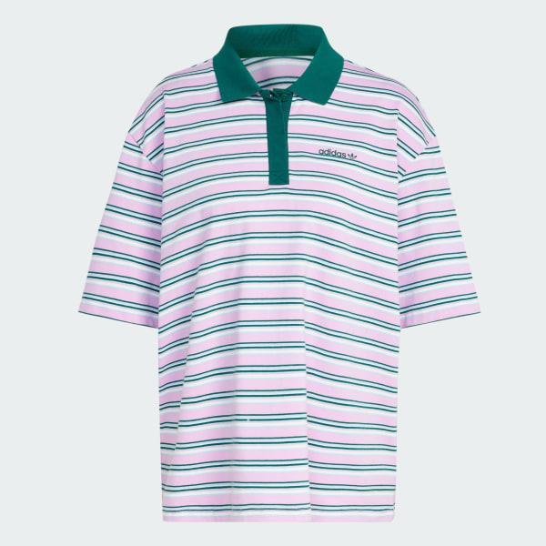 '80s Oversized Stripe Polo Shirt Product Image