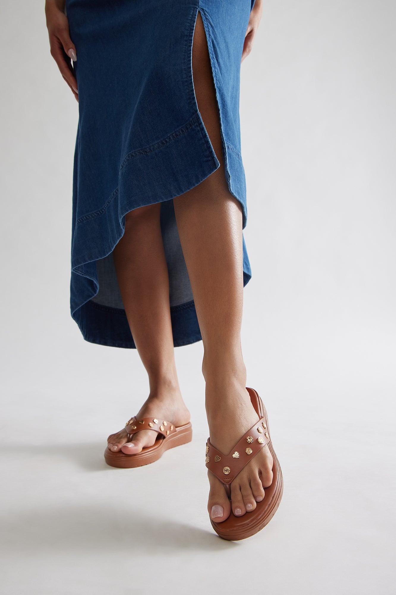 Amina Studded Flip Flop - Tan Product Image