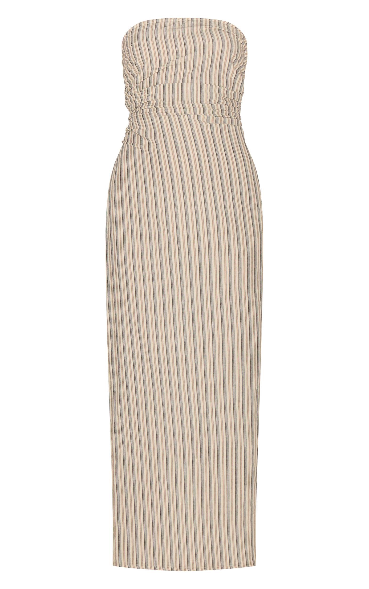 Stone Striped Bandeau Ruched Midaxi Dress Product Image