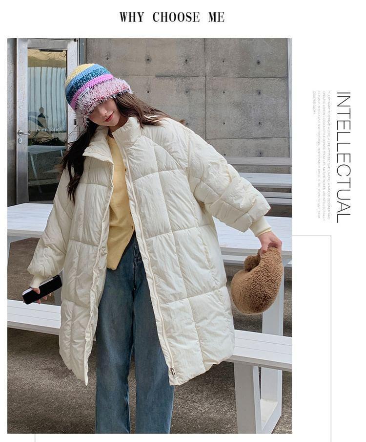 Plain Zip-Up Puffer Coat Product Image