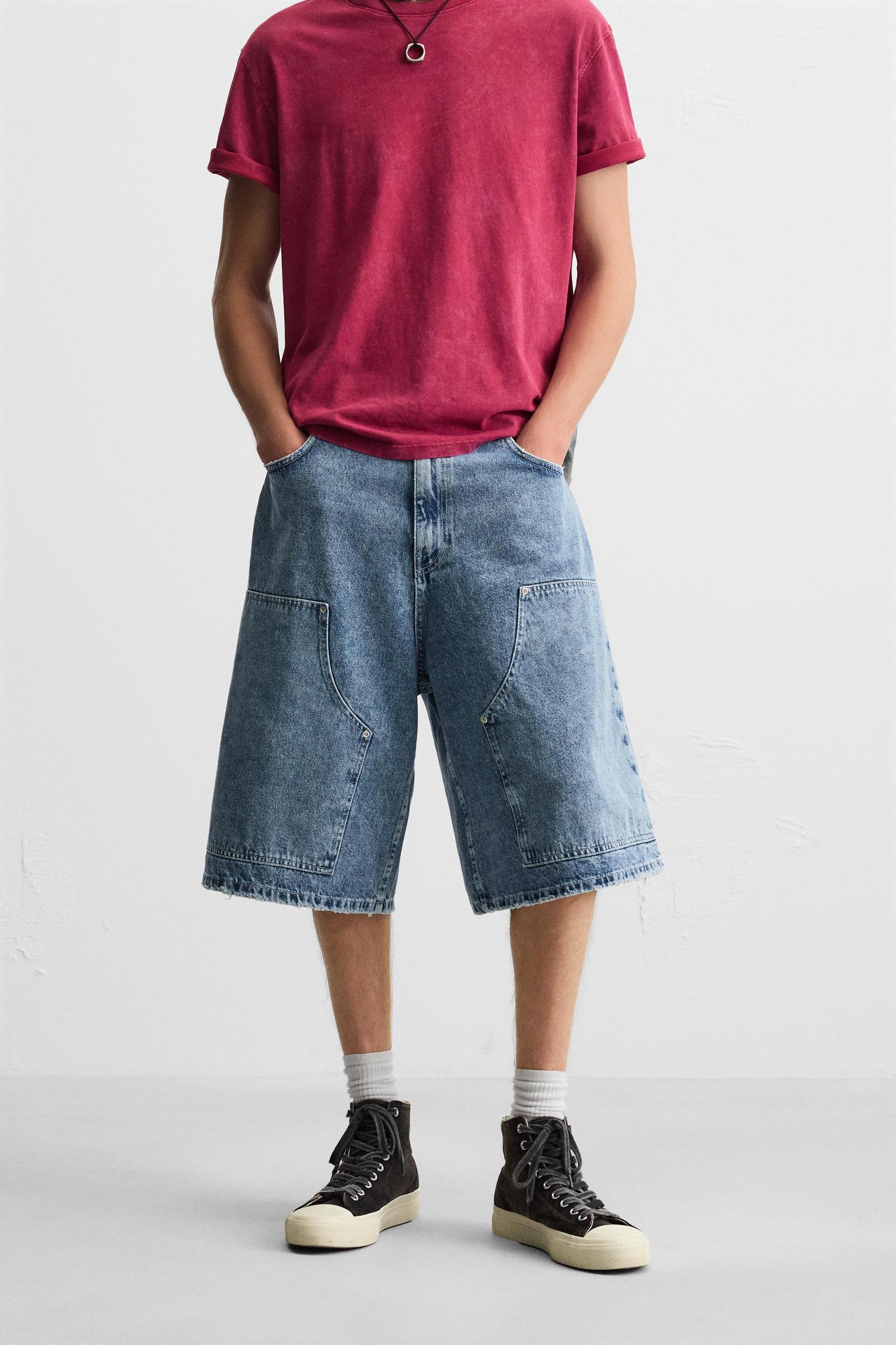 OVERSIZED FIT DENIM BERMUDA SHORTS Product Image