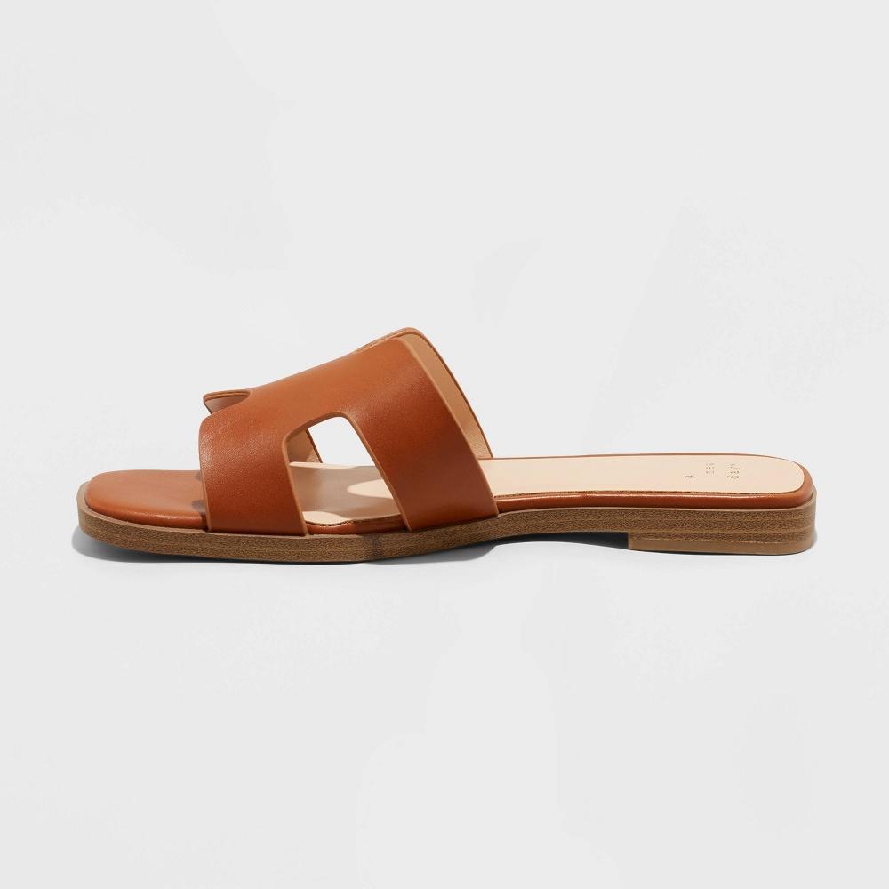 Womens Nina Slide Sandals - A New Day Cognac 7 Product Image