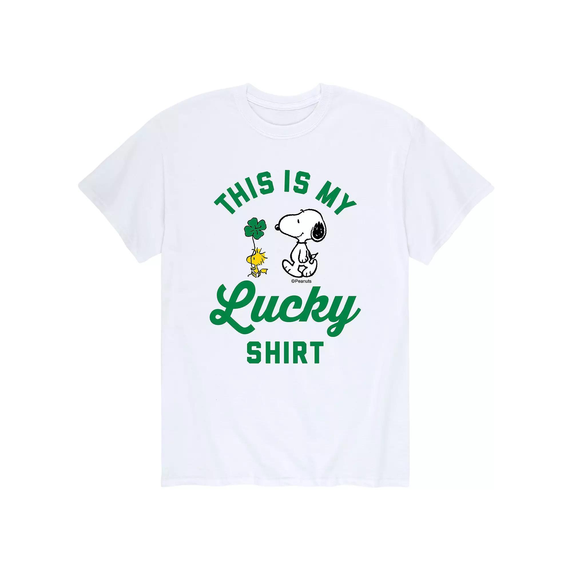 Men's Peanuts Snoopy St. Patrick's Day "This Is My Lucky Shirt" Tee, Size: XL, White Product Image