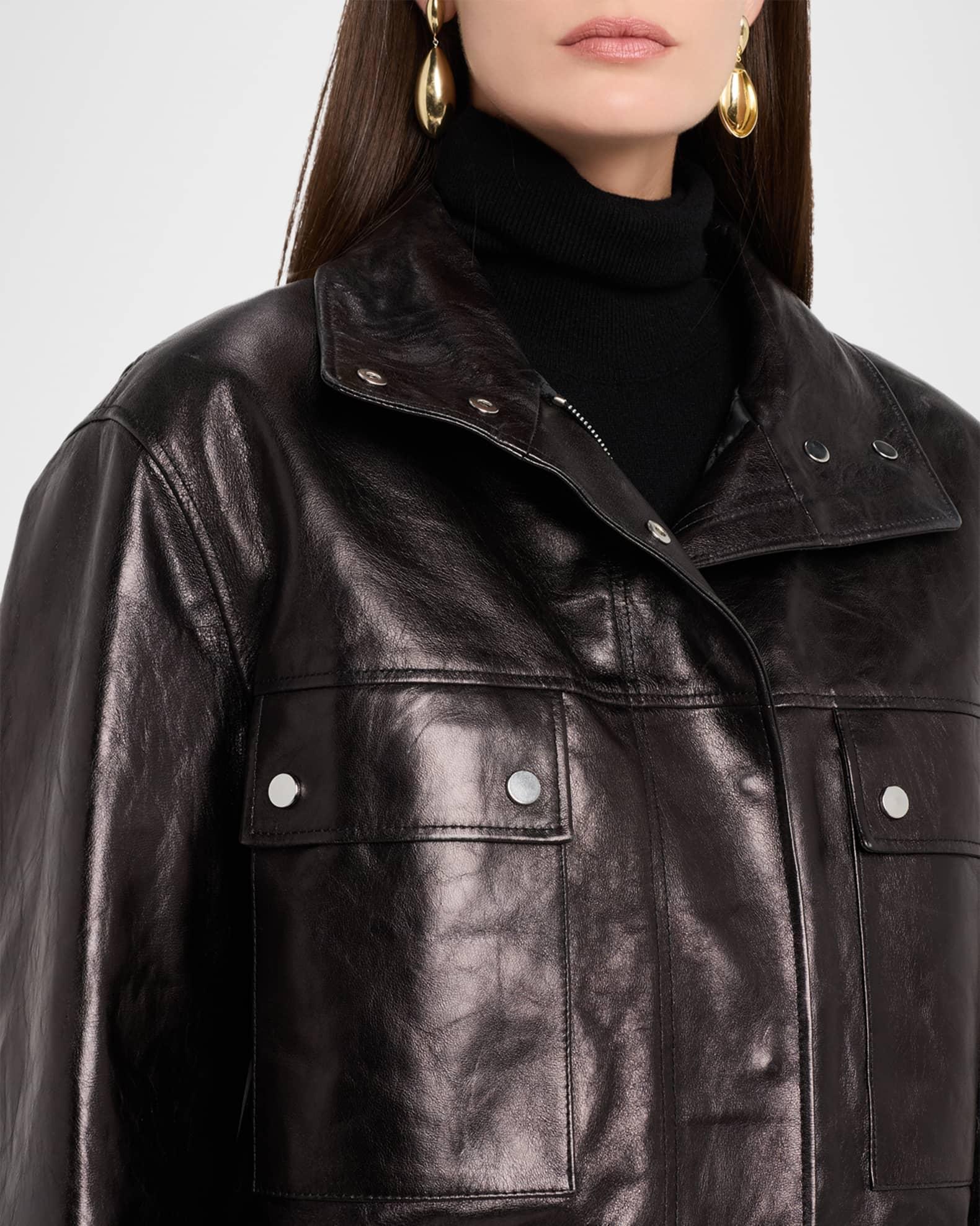 Washed Leather Bomber Jacket Product Image