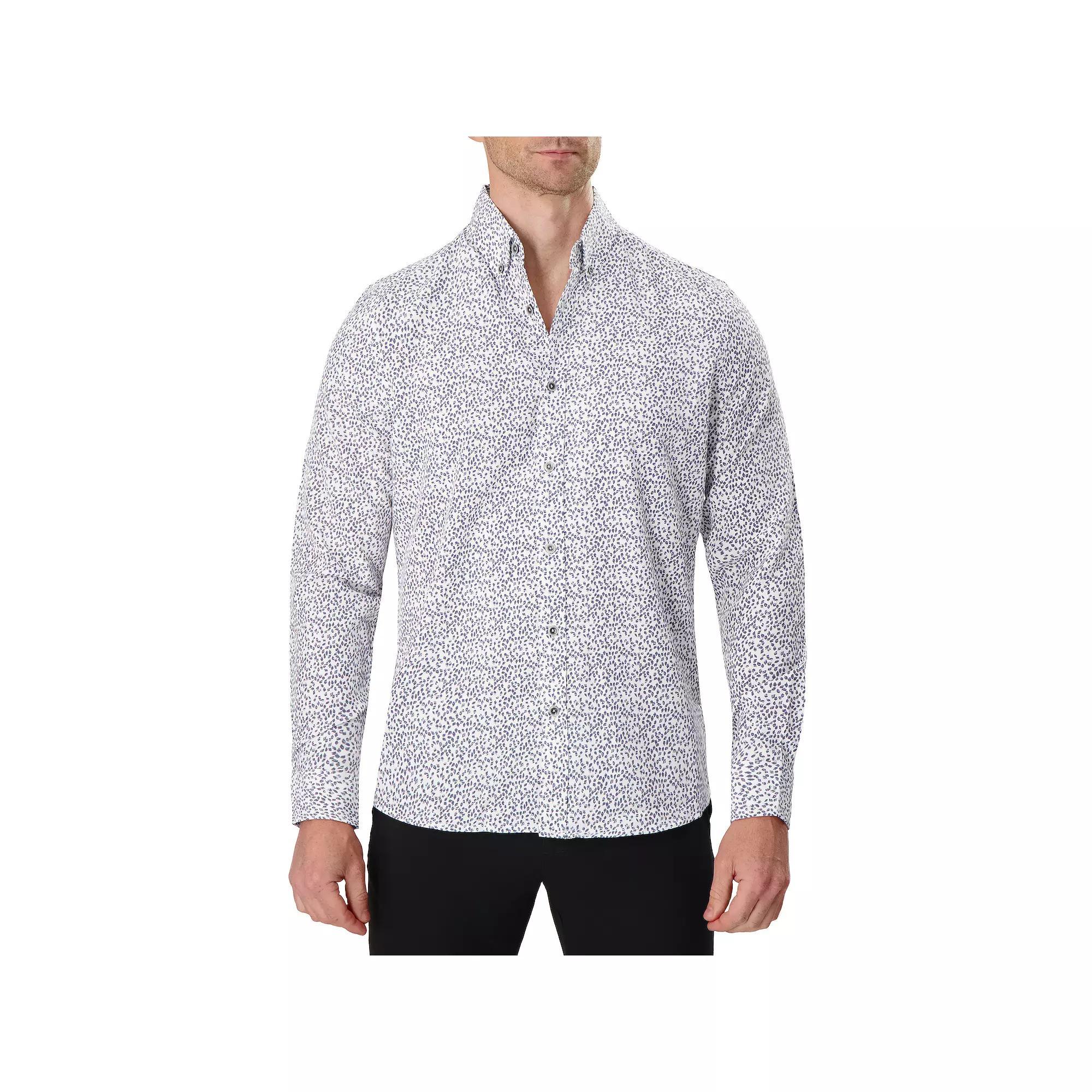 Men's Report Collection 4-Way Performance Dress Shirt, Size: Large, Gray Leaf Product Image