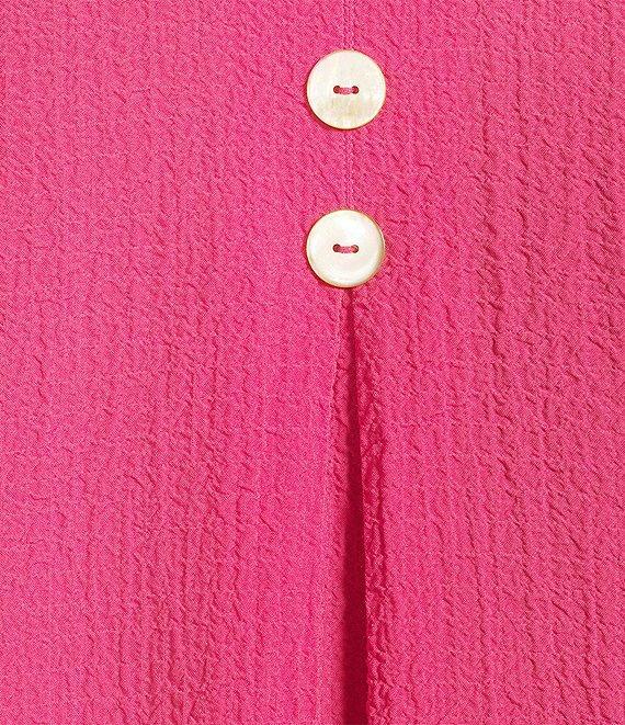 Ali Miles Plus Size Woven Wire Collar 3/4 Sleeve Button-Front Tunic Product Image