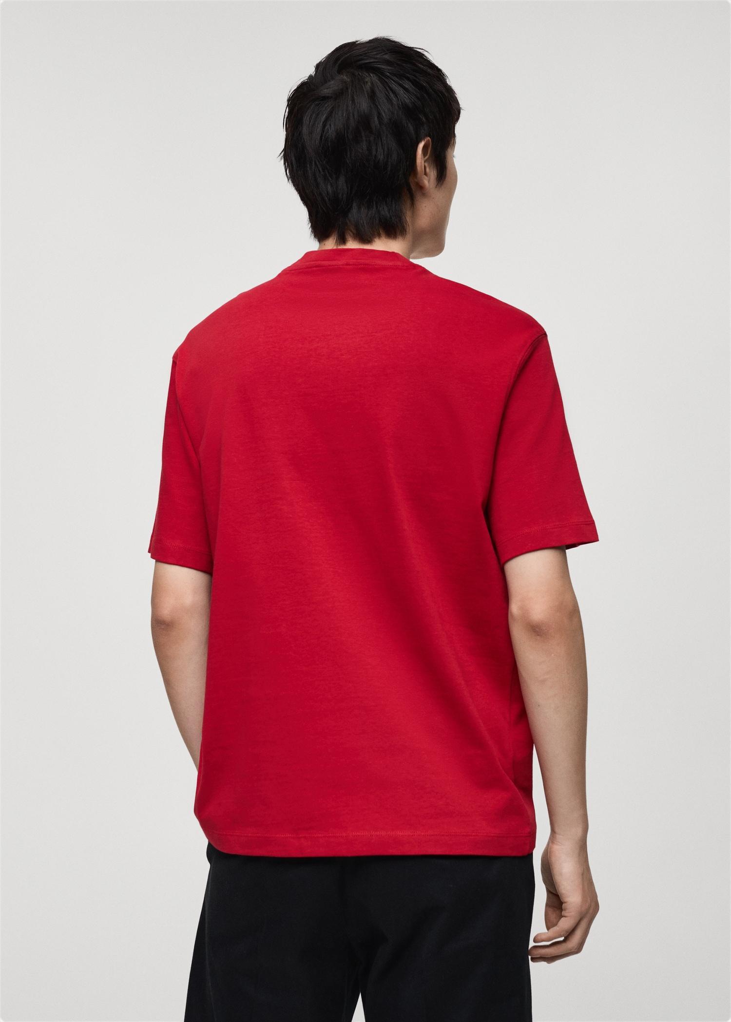 100% cotton t-shirt with printed text - Men | MANGO USA Product Image