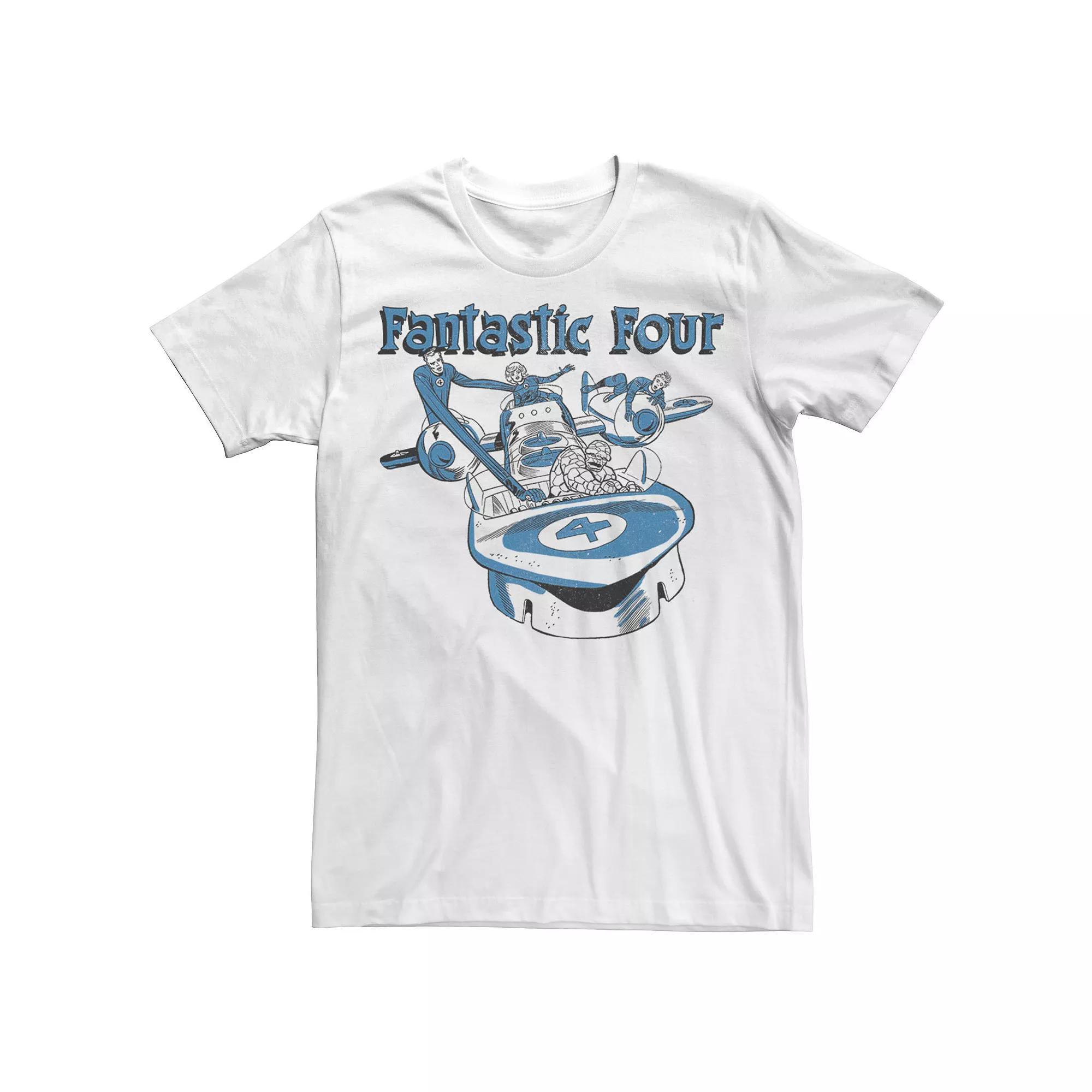 Men's Marvel Fantastic Four Group Shot Fantasticar Tee, Size: Large, White Product Image