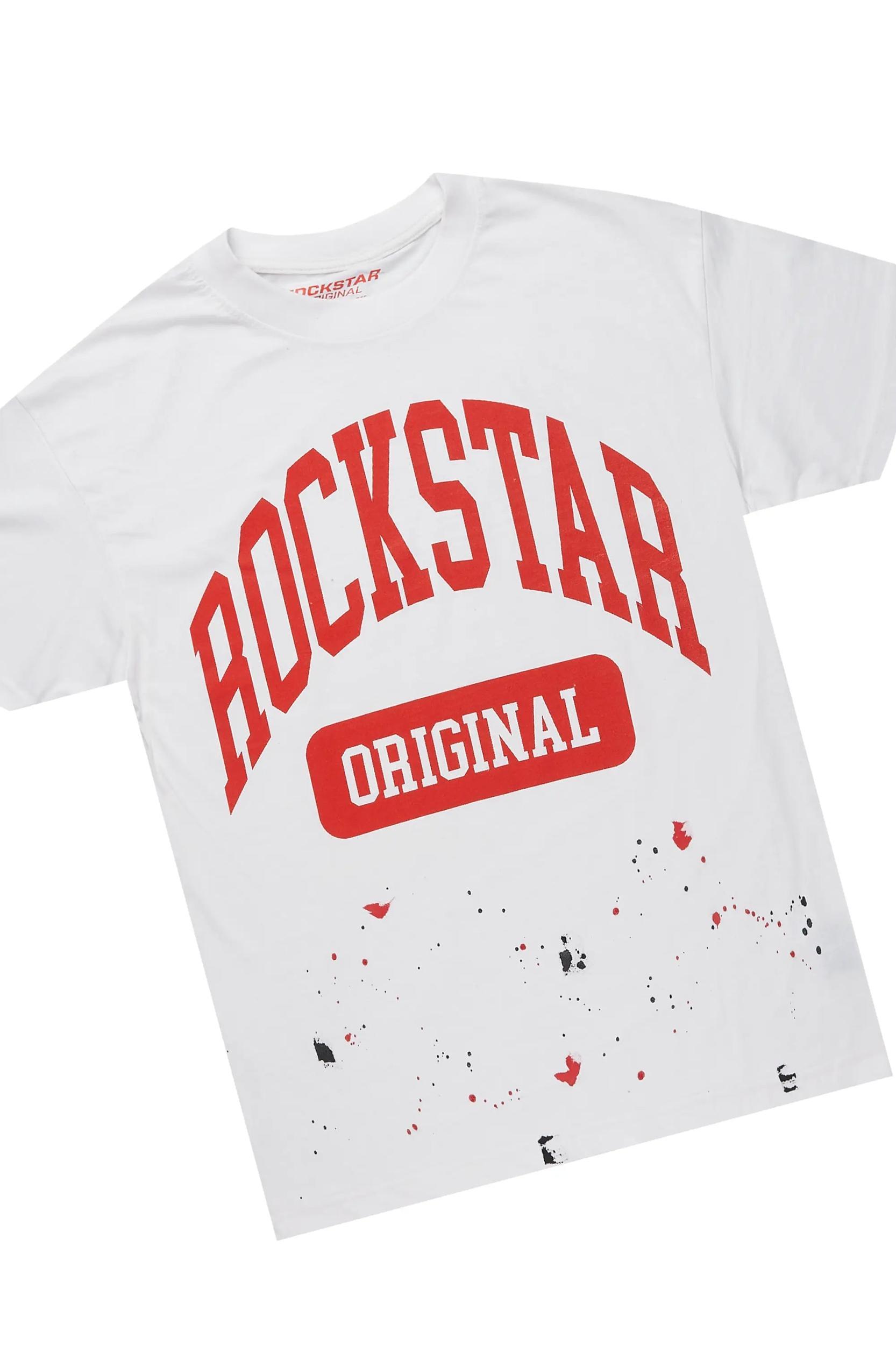 Rainer White/Red T-Shirt/Stacked Track Pant Set Male Product Image