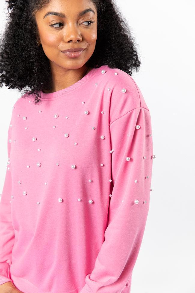Always Us Pink Pearl Embellished Pullover FINAL SALE Product Image