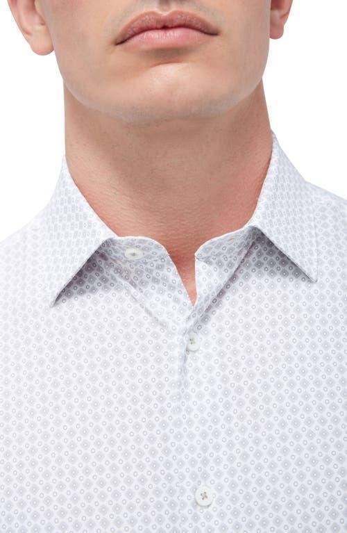 BUGATCHI Miles Ooohcotton® Geo Print Short Sleeve Button-up Shirt In Platinum Product Image