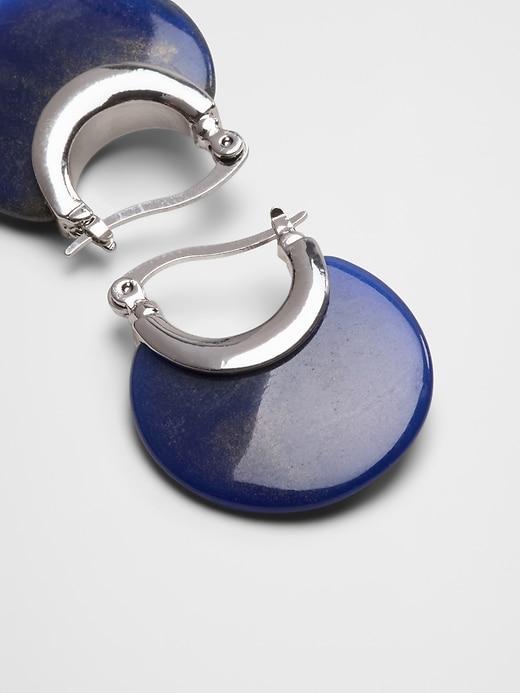 Round Stone Huggie Earrings Product Image