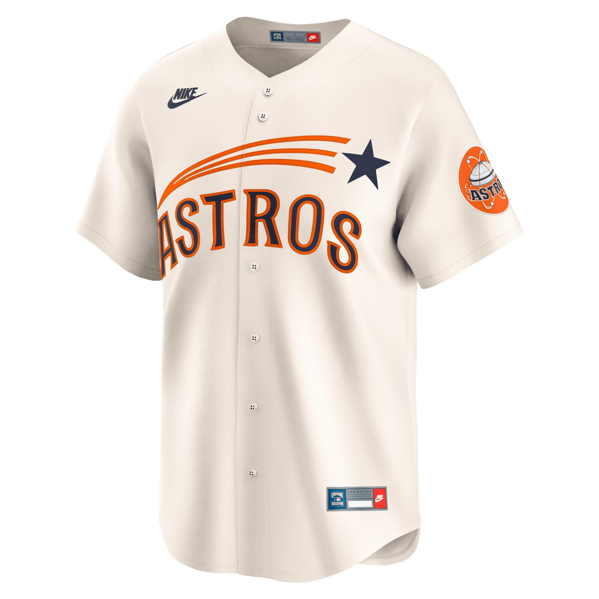 Men's Nike Cream Houston Astros Throwback Cooperstown Collection Limited Jersey, Size: Medium, Beige Product Image