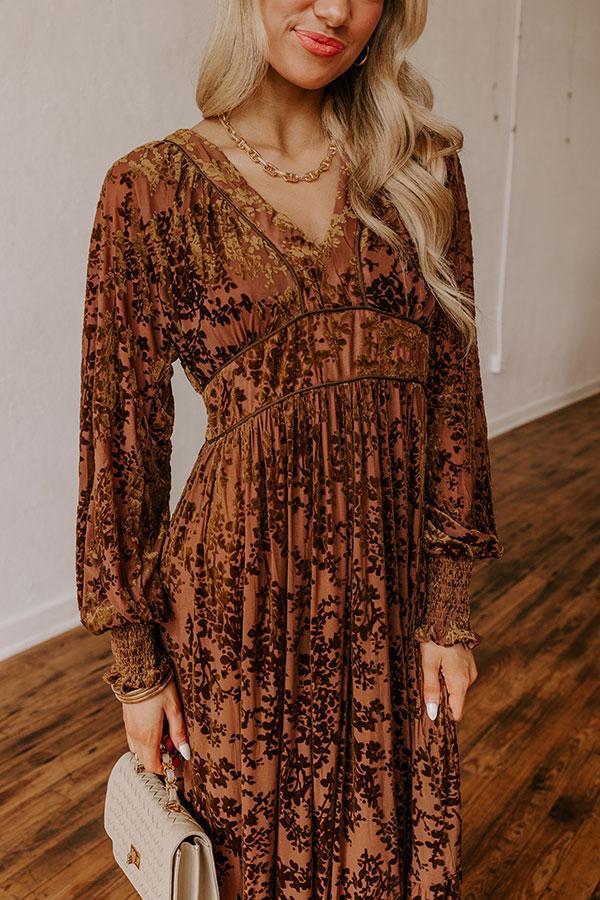 Everlasting Dreams Velvet Burnout Maxi Dress in Chocolate Product Image