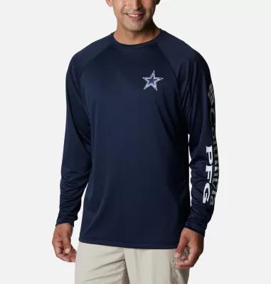 Men's Columbia Navy Dallas Cowboys Terminal Tackle Omni-Shade Raglan Long Sleeve T-Shirt, Size: Small, Blue Product Image