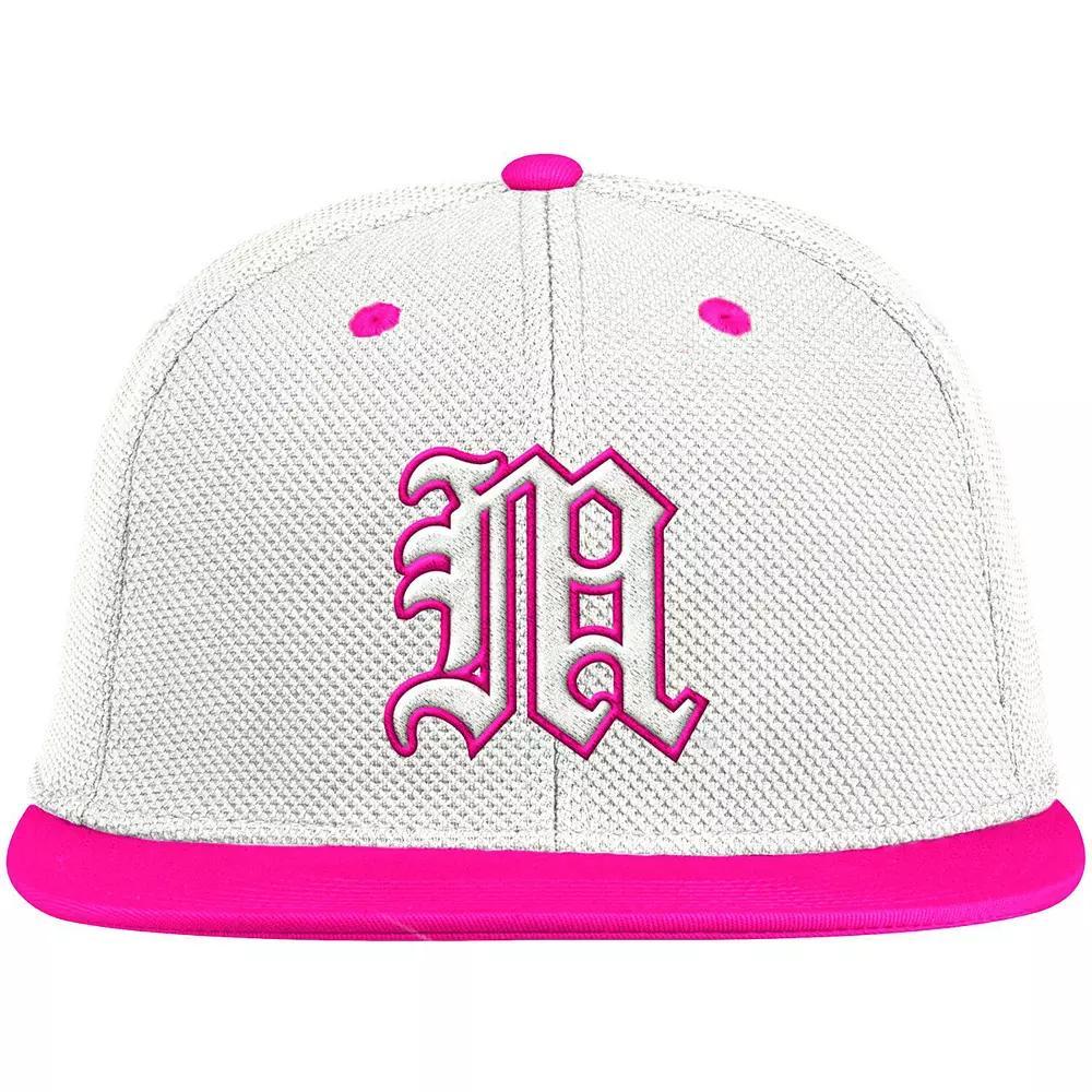 Men's adidas White/Pink Miami Hurricanes On-Field Baseball Fitted Hat, Size: 7 3/8 Product Image