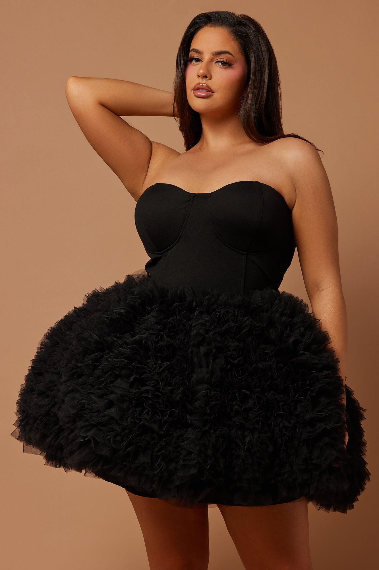 Nikki Ruffle Mini Dress - Black Product Image