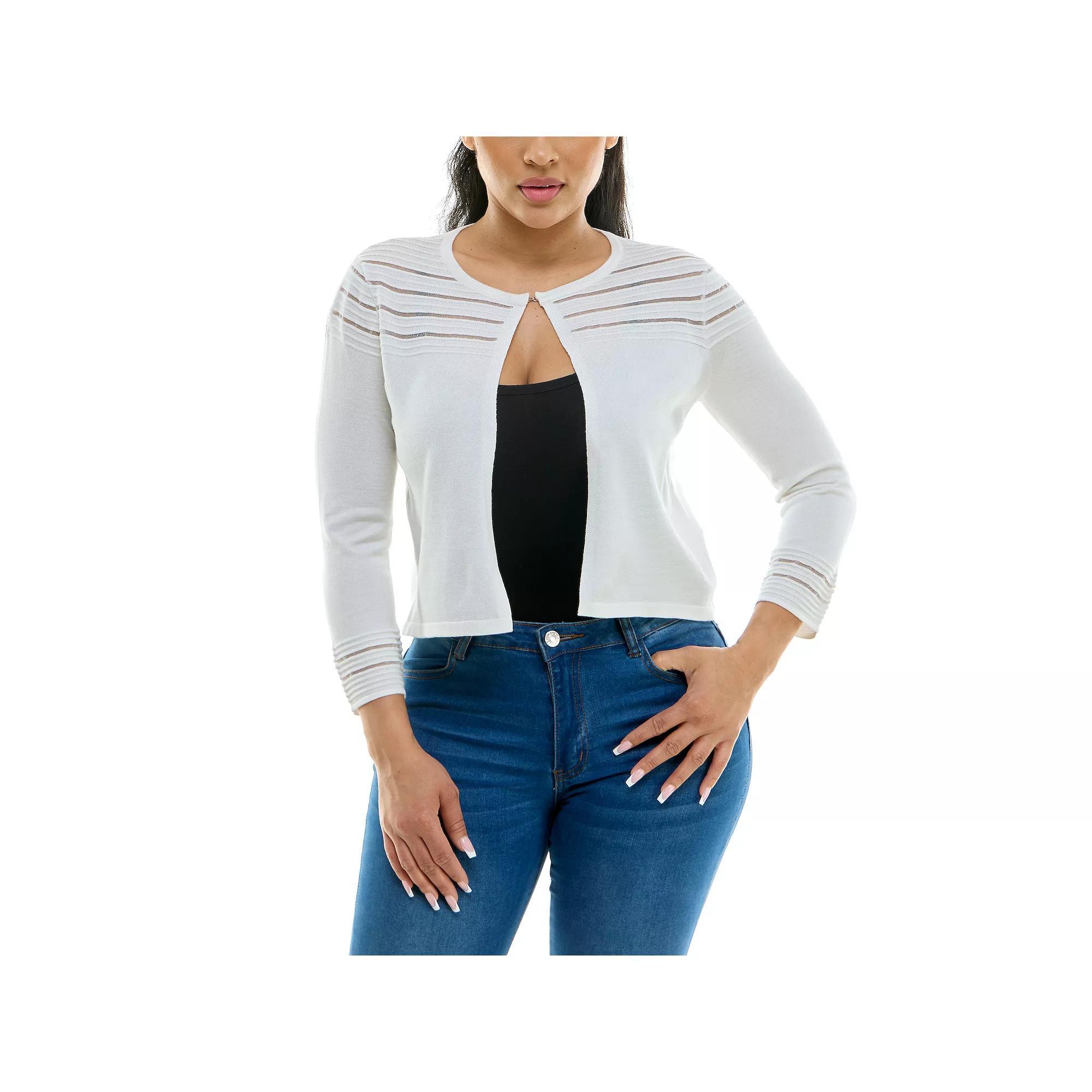 Women's Nina Leonard Knit Bolero Cardigan, Size: Large, White Product Image