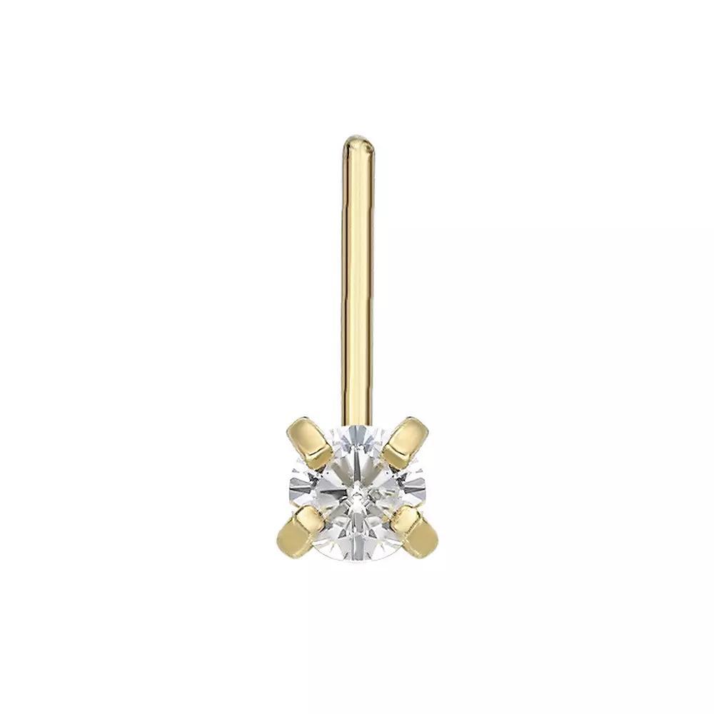 Lila Moon 14k White Gold 2 mm Cubic Zirconia L-Shape Nose Stud, Women's, 14k Gold Product Image