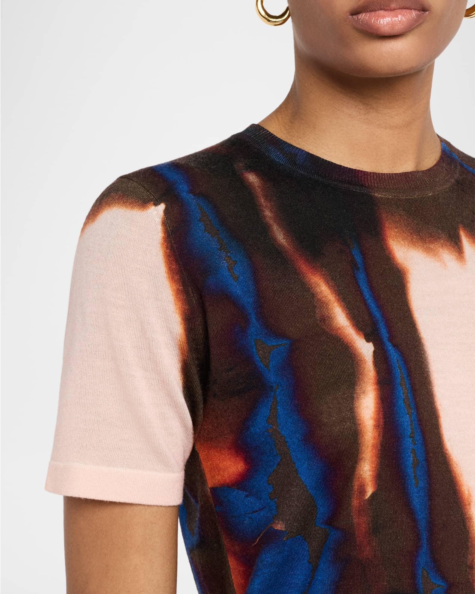 Burned Striped Wool Short-Sleeve Sweater Product Image