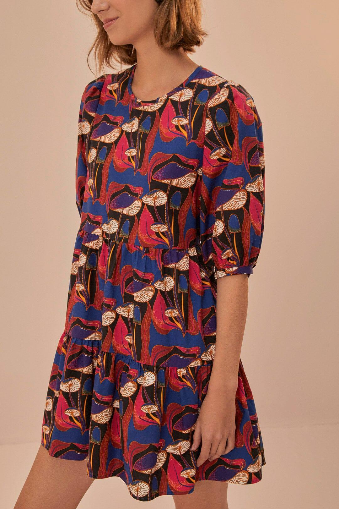Wild Mushrooms Black Puff Sleeve Mini Dress, WILD MUSHROOMS BLACK / XXS Product Image