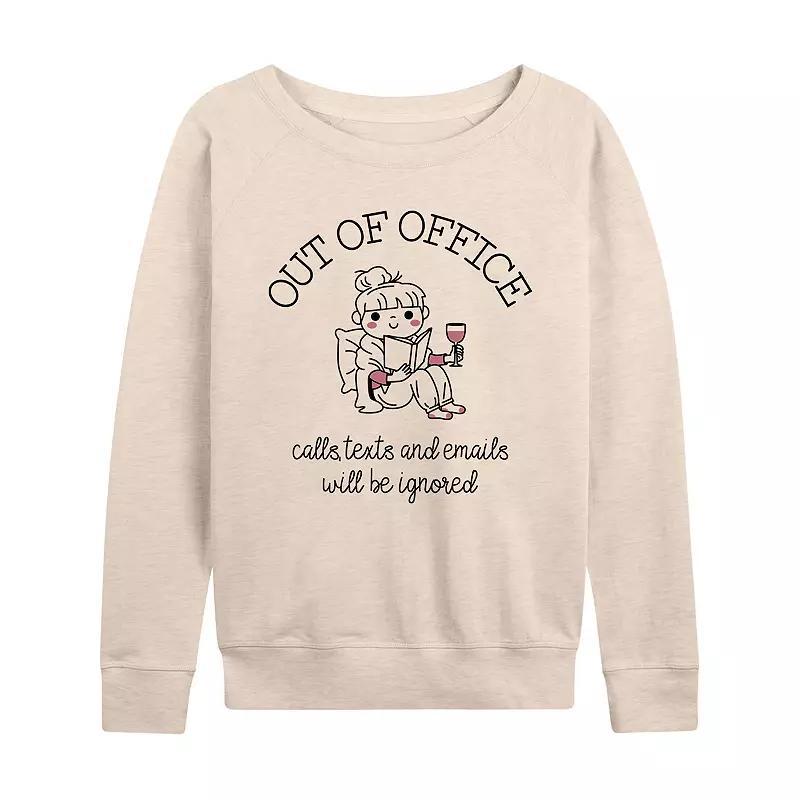 Womens Out Of Office French Terry Long Sleeve Tee, Girls Brown Product Image