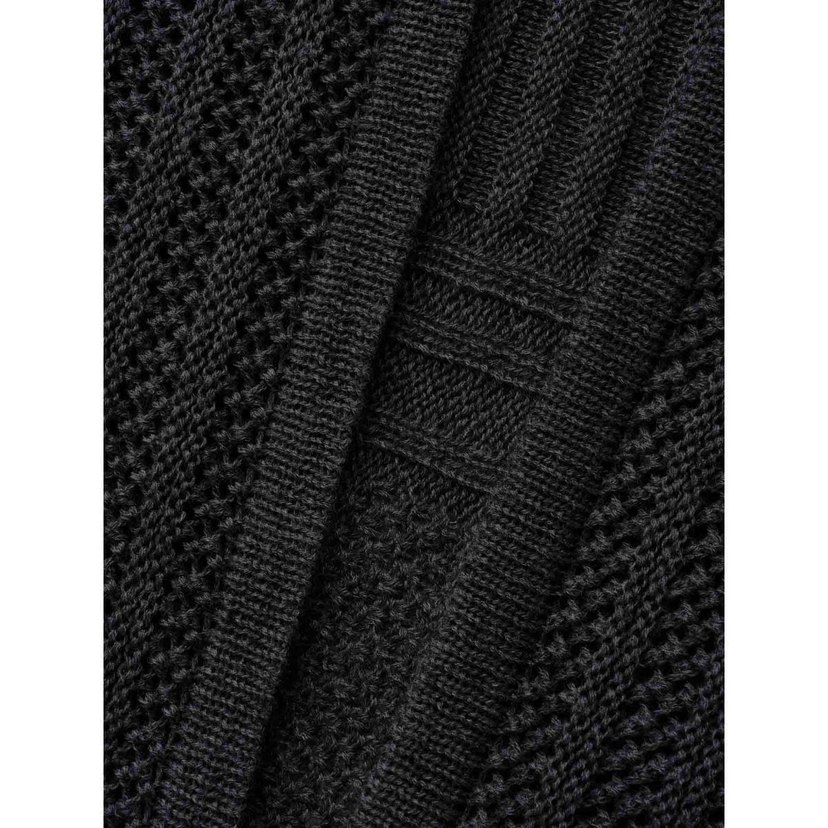 Plus Size Plain Textured Kimono Collar Cardigan Black Women Casual Loose Long Sleeve Everyday Cardigans BloomChic 22-24/3X Product Image