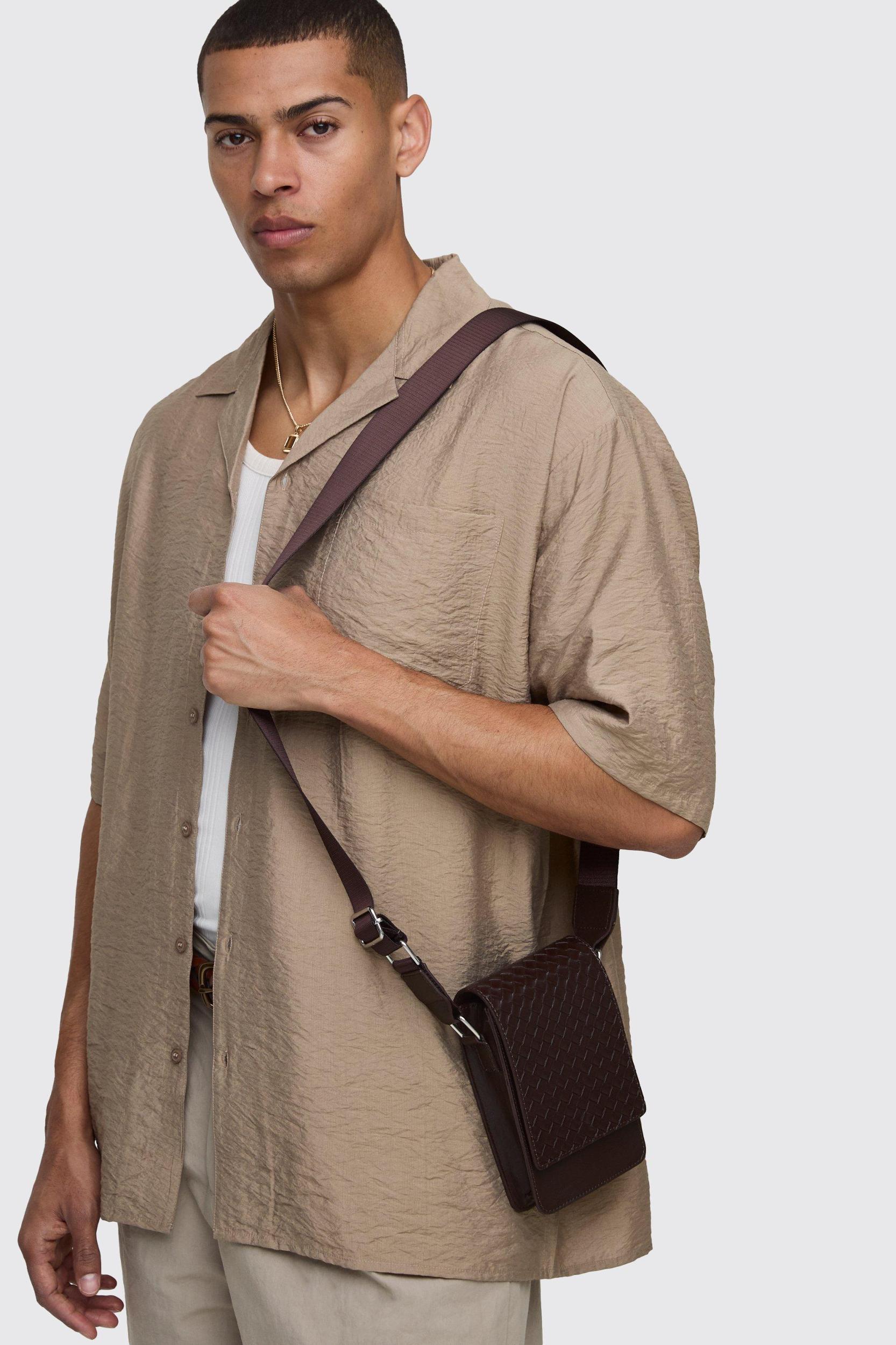 PU Diamond Cross Bag | boohooMAN USA Product Image