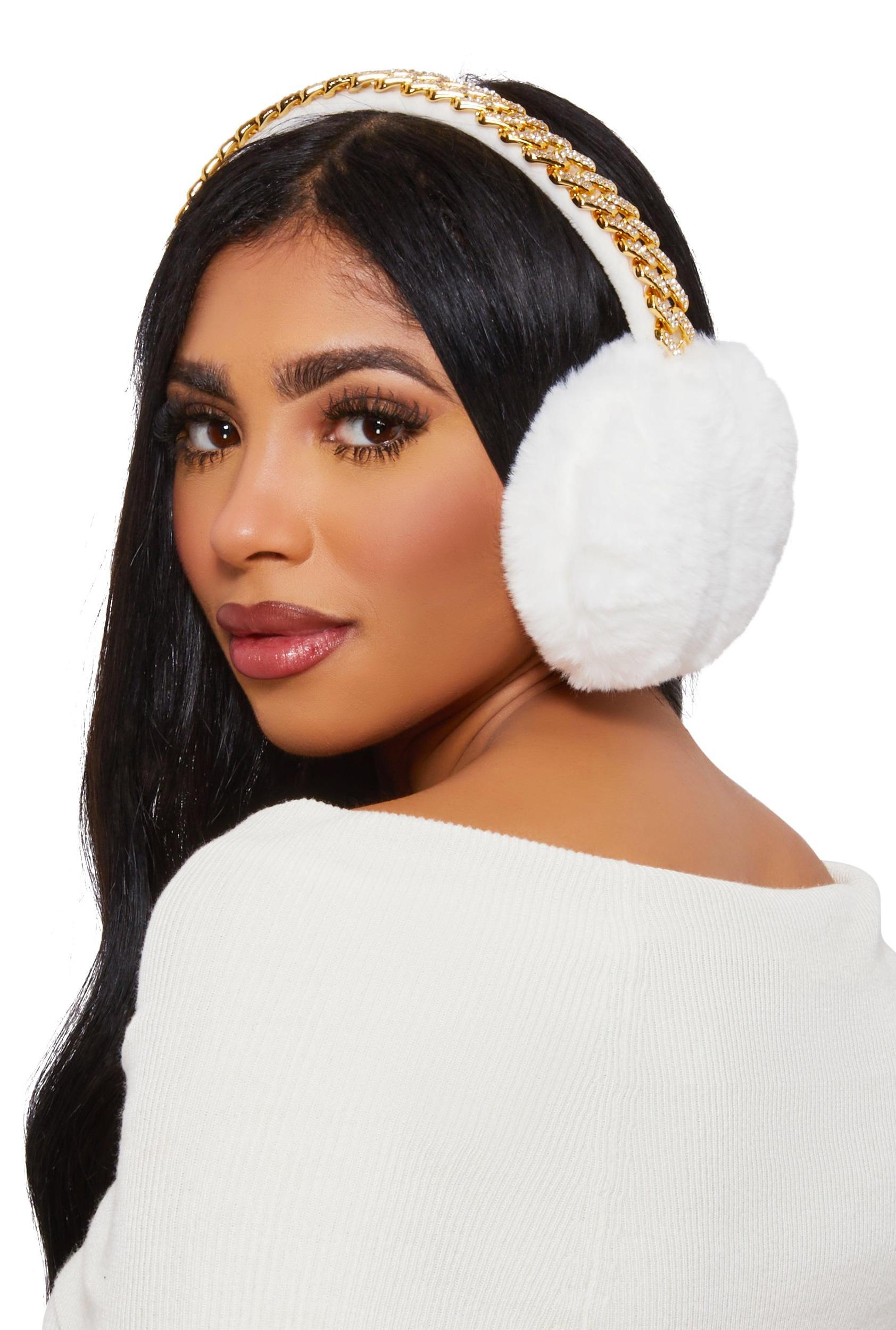 Rhinestone Chain Link Earmuffs Female Product Image