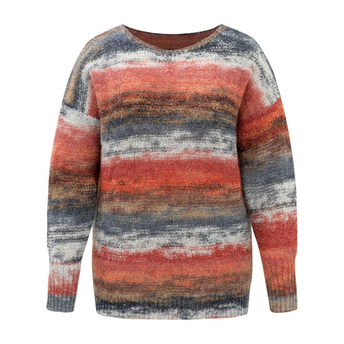 Plus Size Heather Colorblock Contrast Drop Shoulder Pullover Multicolor Women Casual Loose Long Sleeve Round Neck Everyday Pullovers BloomChic 14-16/1X Product Image