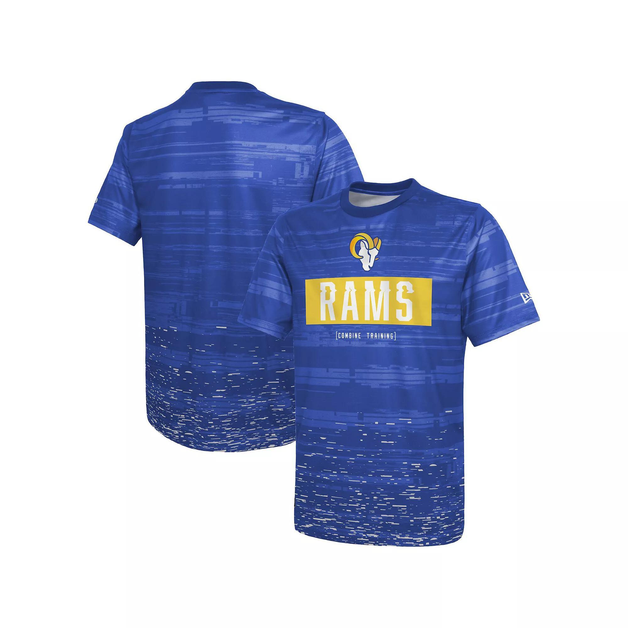 Men's New Era Royal Los Angeles Rams Combine Authentic Sweep T-Shirt, Size: Medium, Blue Product Image