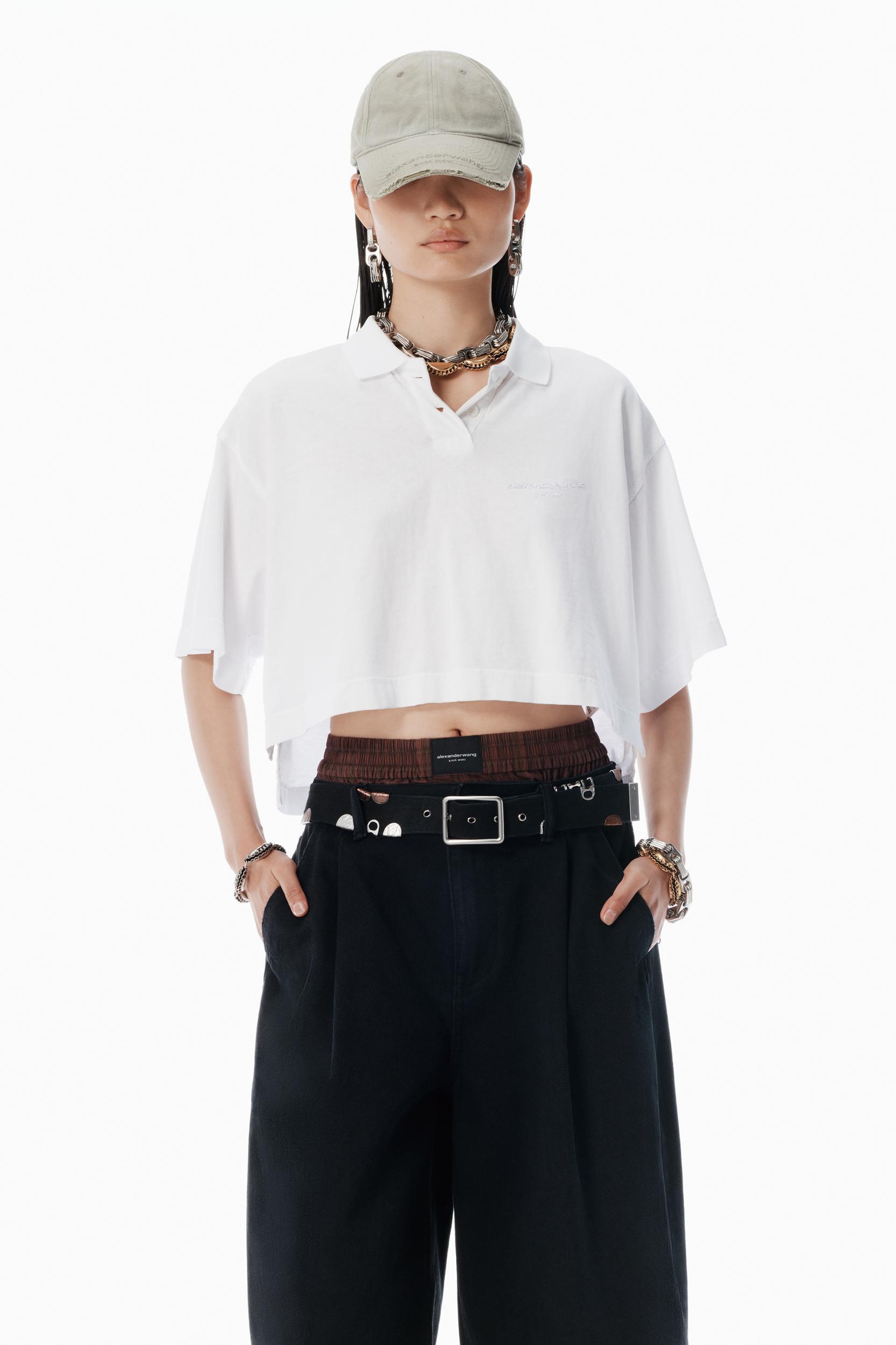 White Logo Cropped Jersey Tee Product Image