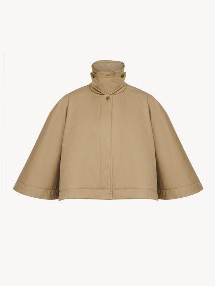 Short quilted cape in cotton gabardine Product Image