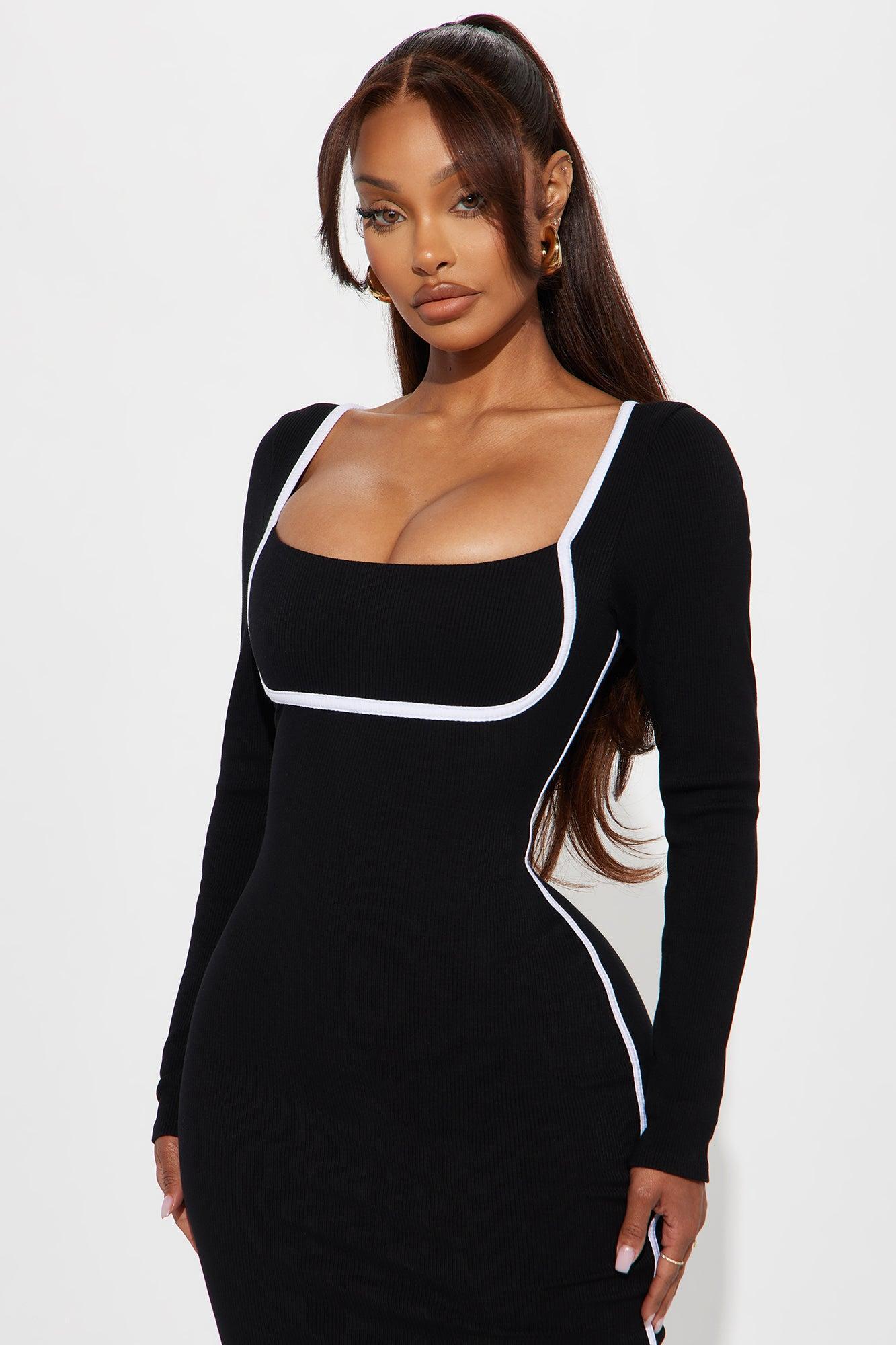 Drea Snatched Maxi Dress - Black/White Product Image