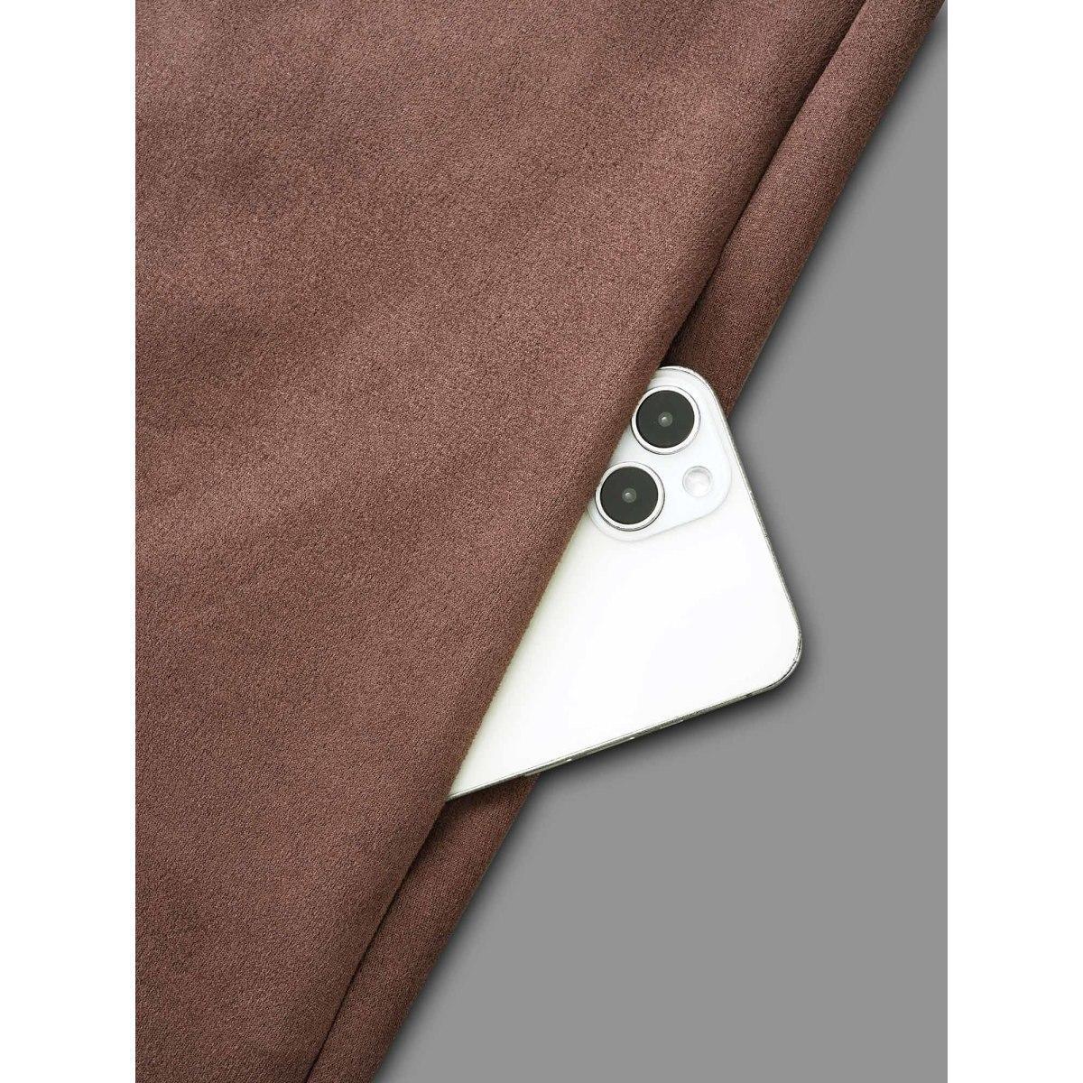 Plus Size Faux Suede Pocket Hooded Drawstring Jacket Women DarkBrown Drawstring Loose Side seam pocket Everyday Jackets BloomChic 26/4X Product Image