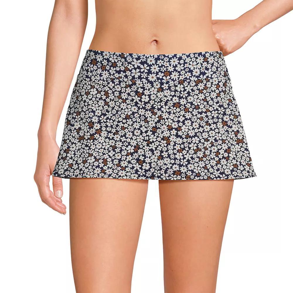 Women's Lands' End UPF 50 Mini Swim Skirt, Size: 4, Blue Ditsy Floral Product Image