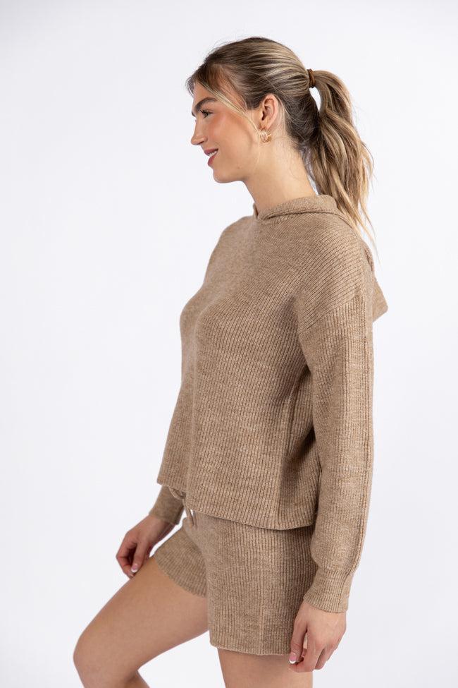 Cloud Chaser Mocha Sweater Knit Hoodie FINAL SALE Product Image