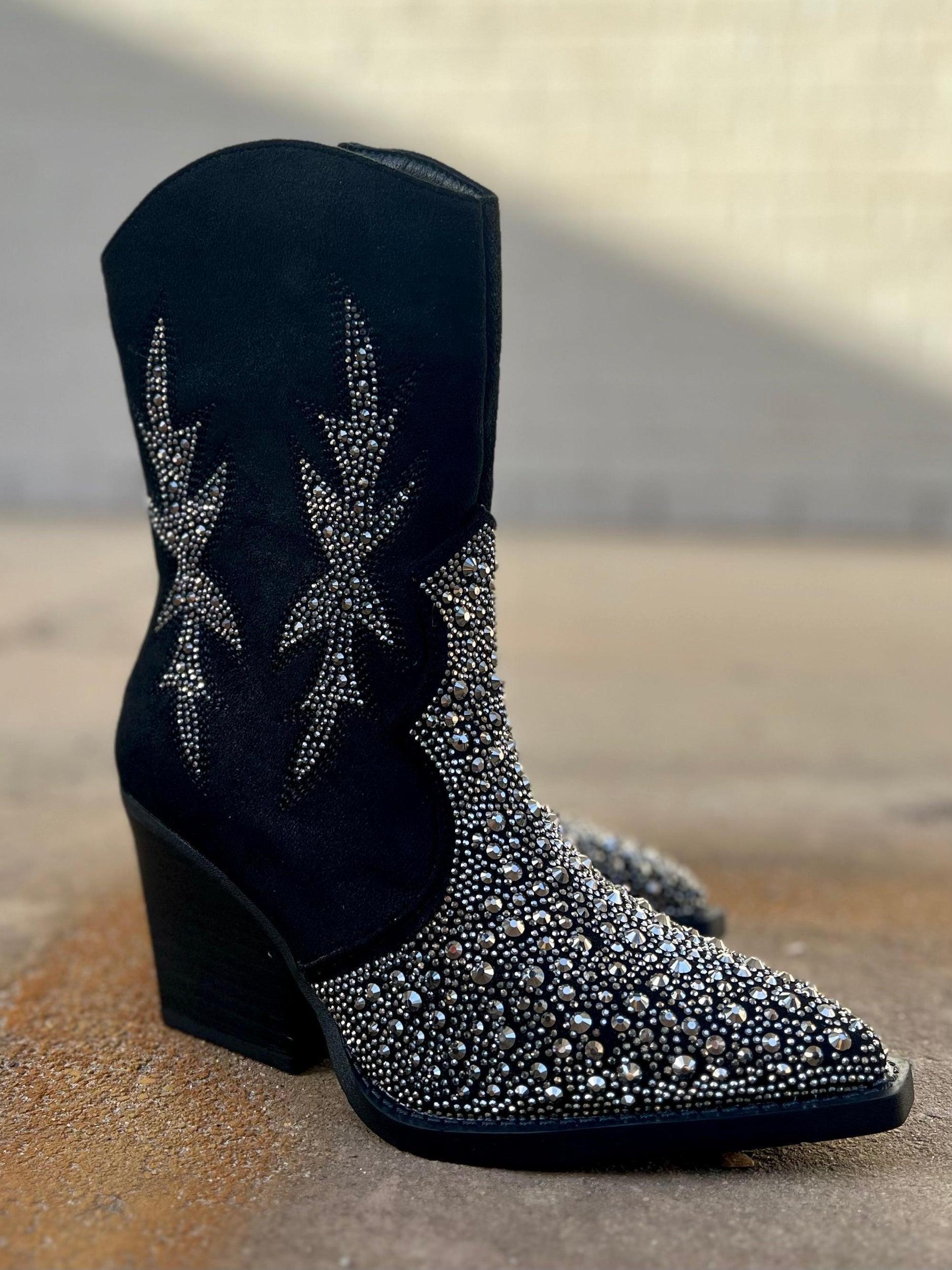 "Lux" Black Rhinestone Booties* Product Image