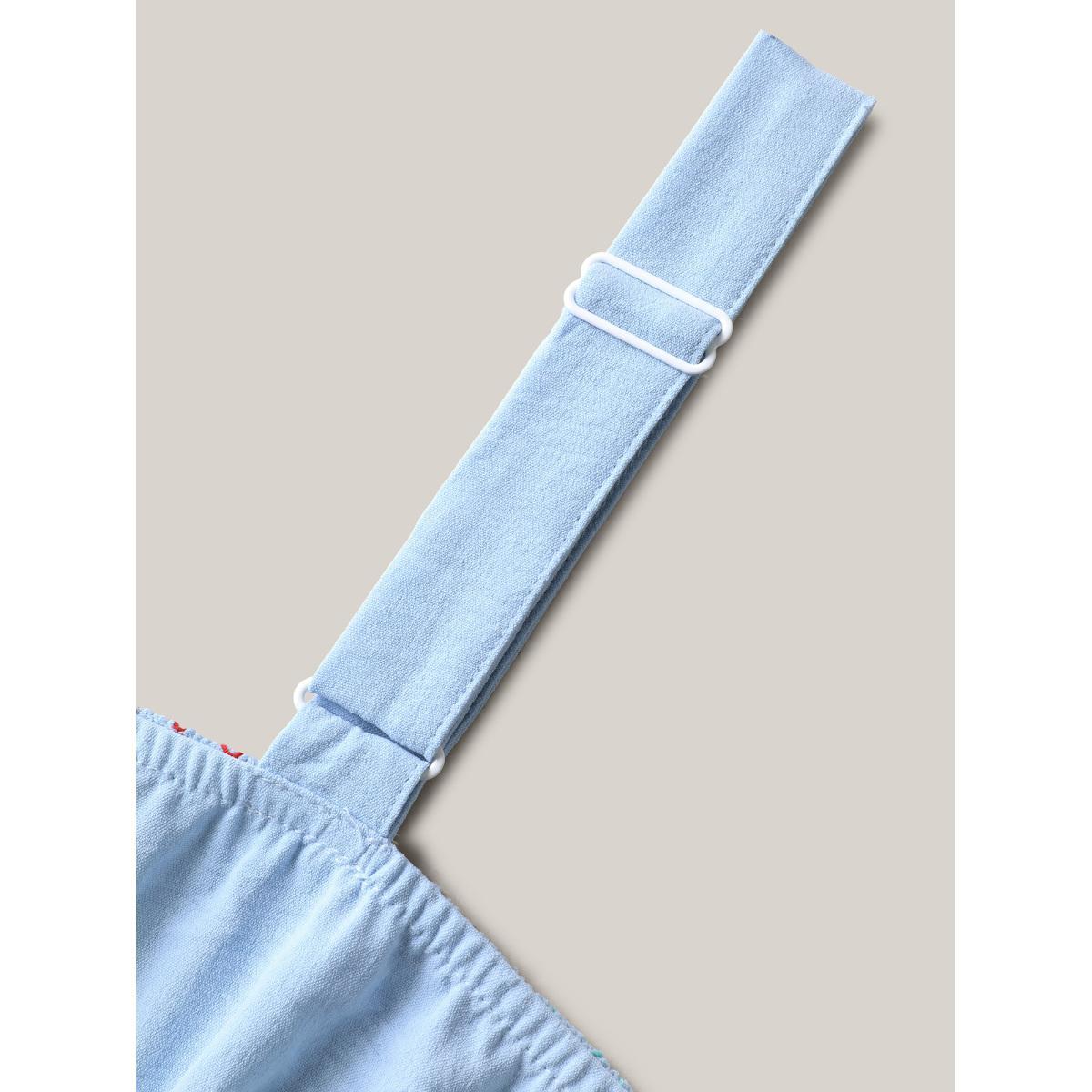 Plus Size Shirred Adjustable Straps Tiered Midi Dress LightBlue Women Non Sleeveless Curvy BloomChic 26/4X Product Image