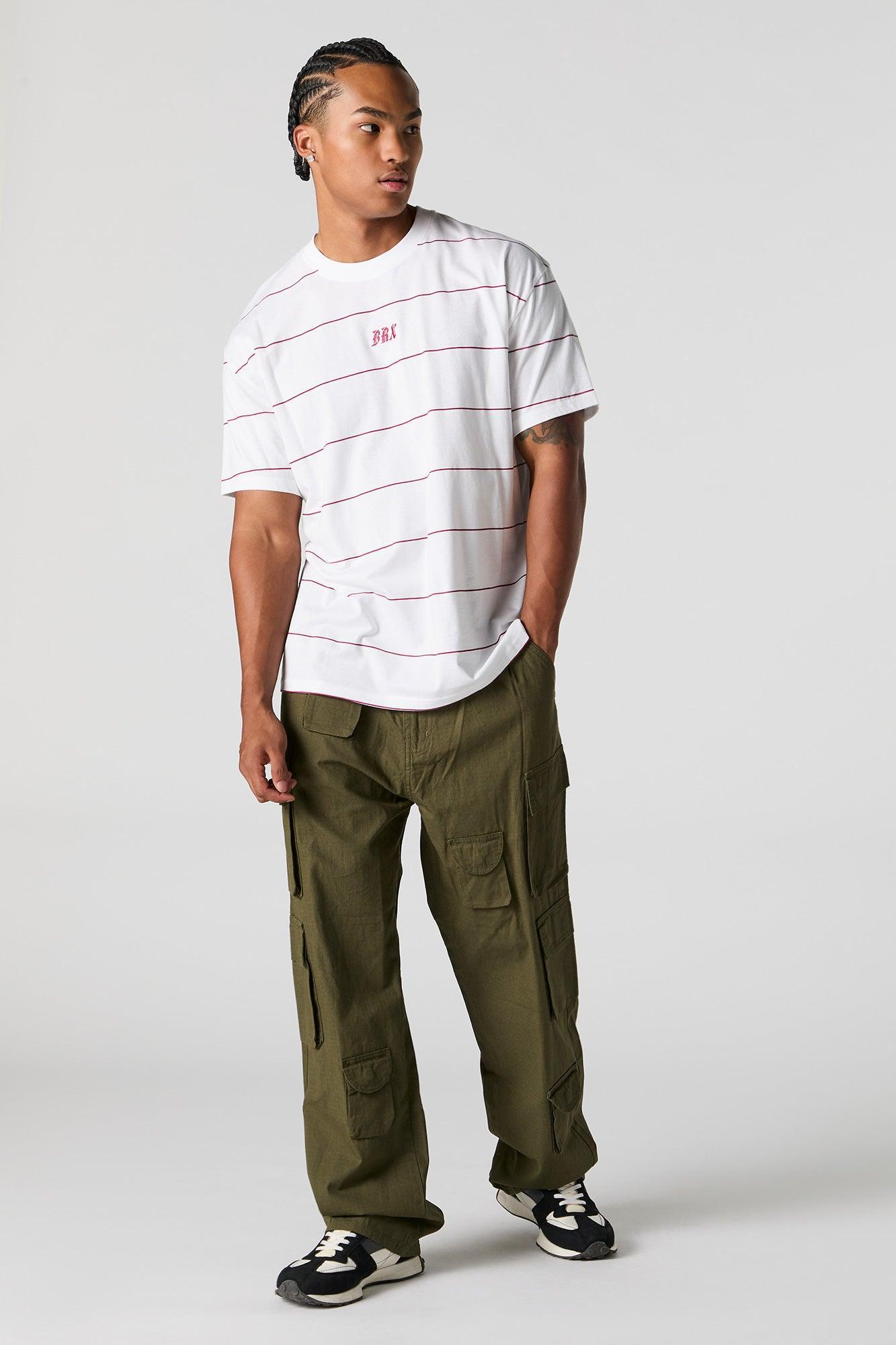 City Embroidered Striped T-Shirt Male Product Image