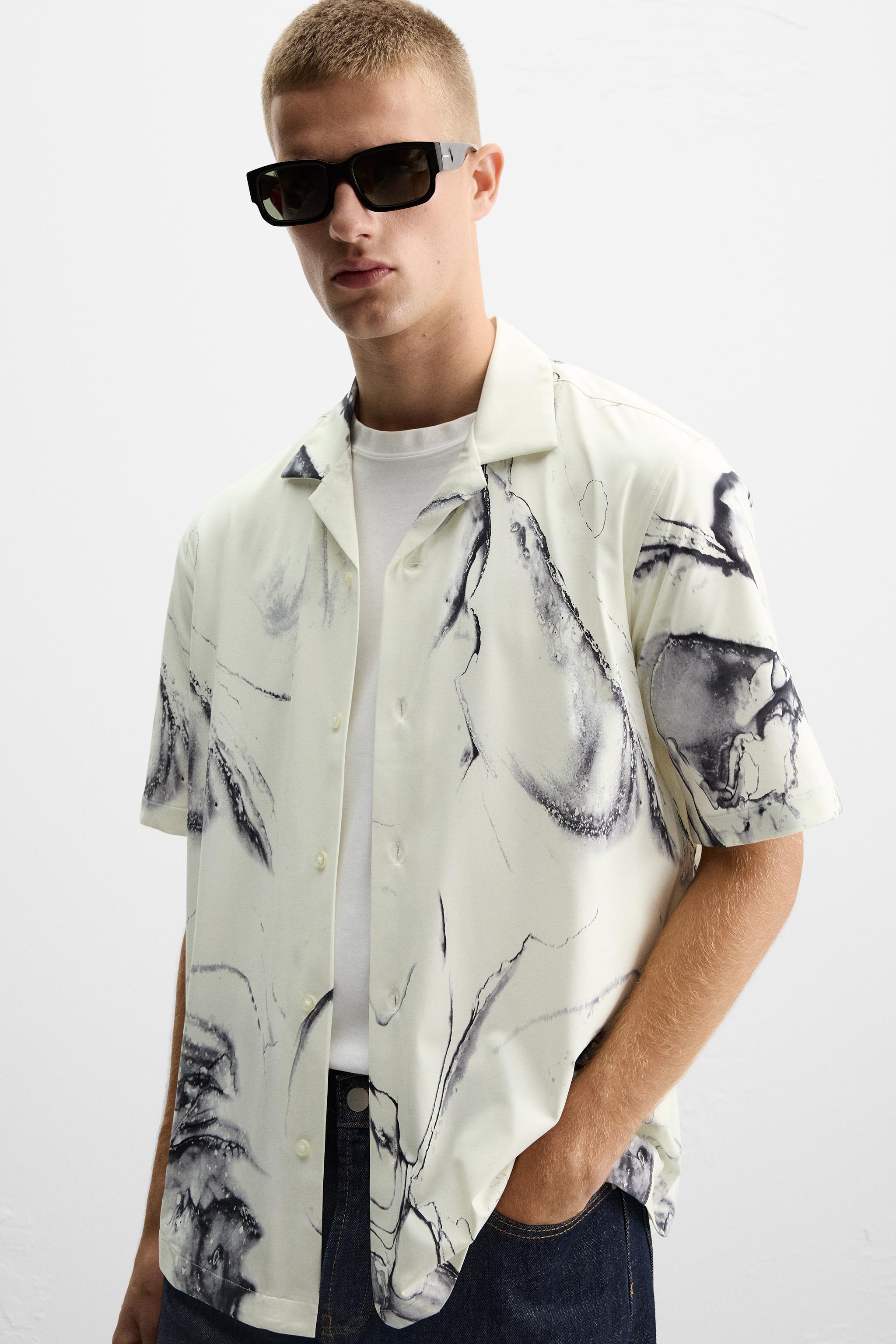 ABSTRACT PRINT STRETCH SHIRT Product Image