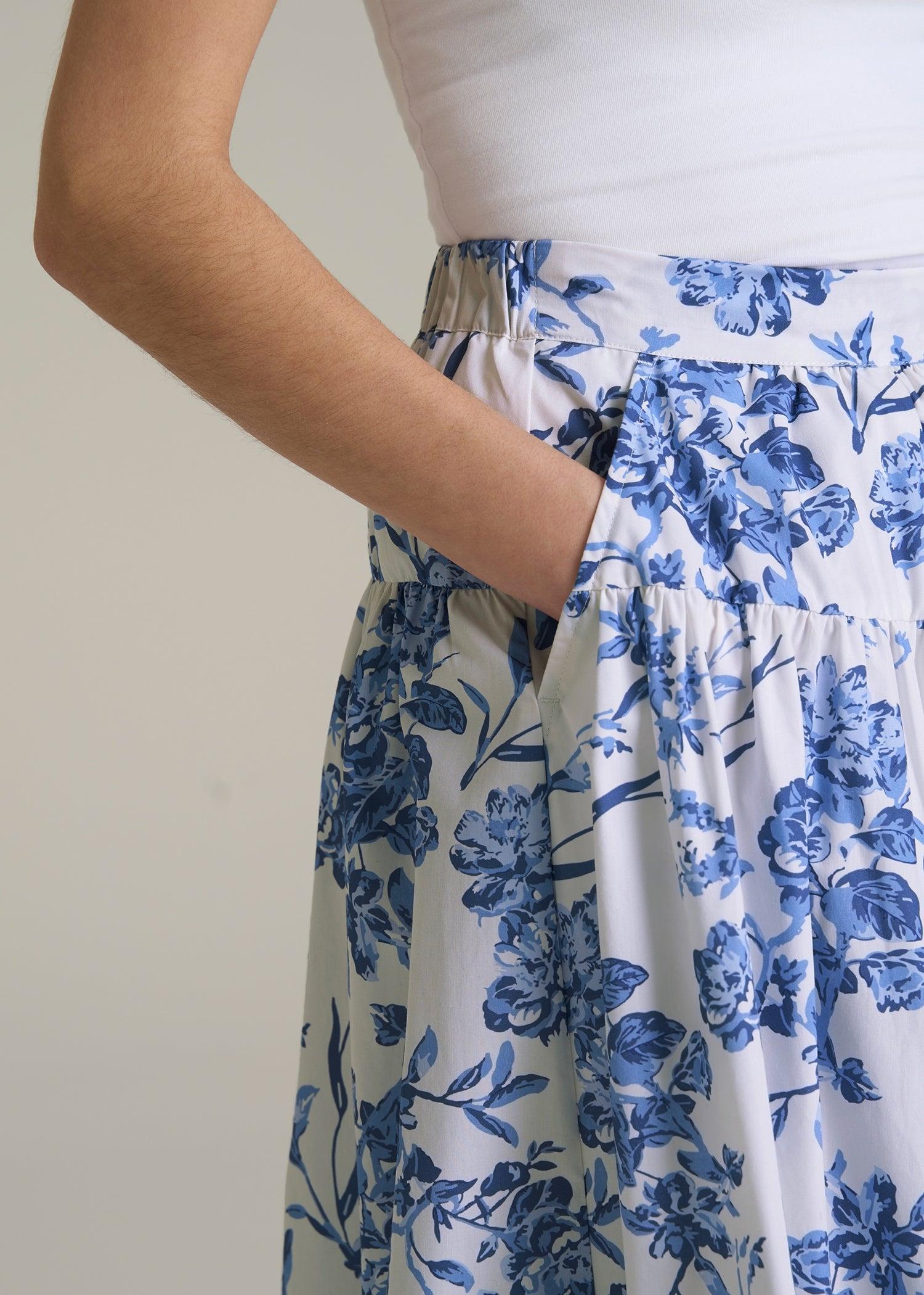 Tiered Cotton Maxi Skirt for Tall Women in Floral Bloom Female Product Image