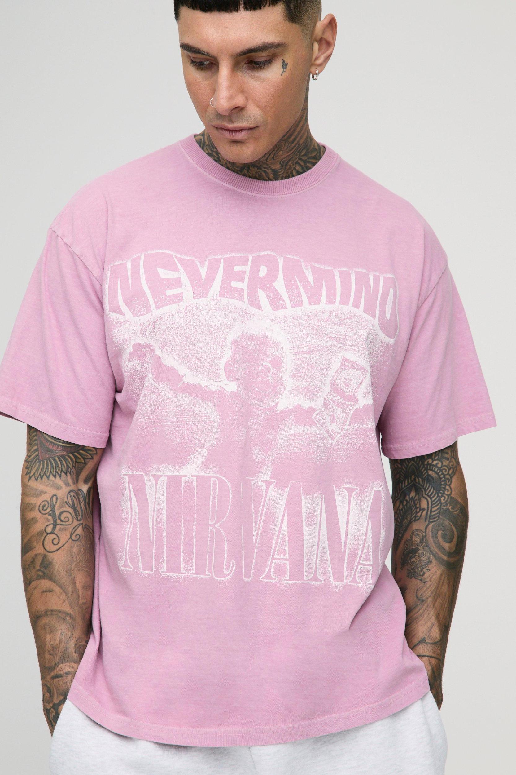 Tall Oversized Nirvana License Washed Print T-Shirt | boohooMAN USA Product Image