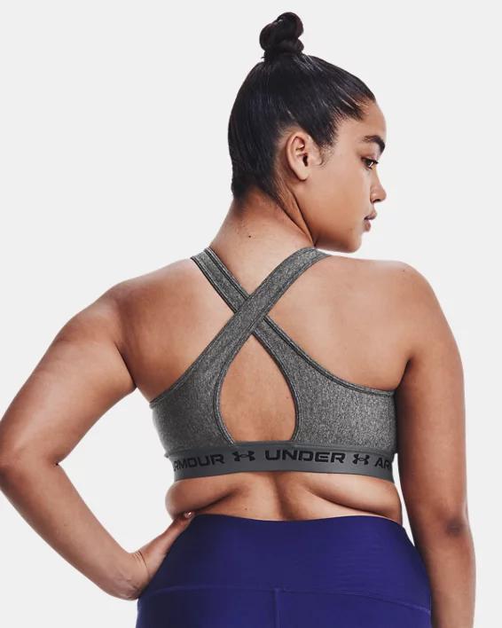 Under Armour Womens Armour Mid Crossback Heather Scoop Neck Sports Bra Product Image