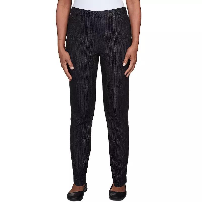 Alfred Dunner Petite World Traveler Slim Fit Pinstripe Pants, Petite & Petite Short Product Image