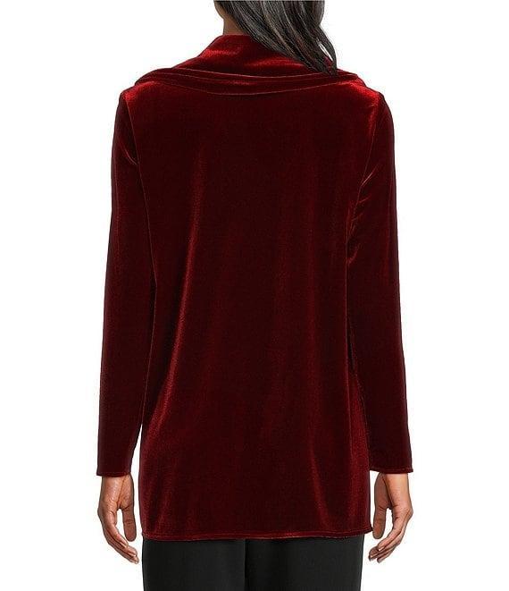 Caroline Rose Stretch Velvet Knit Cowl Neck Long Sleeve Tunic Product Image