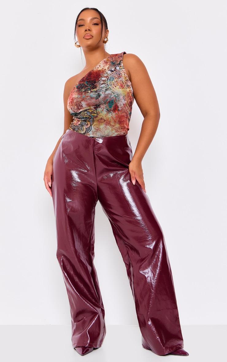 Plus Multi Paisley Printed Asymmetric Mesh Top Product Image