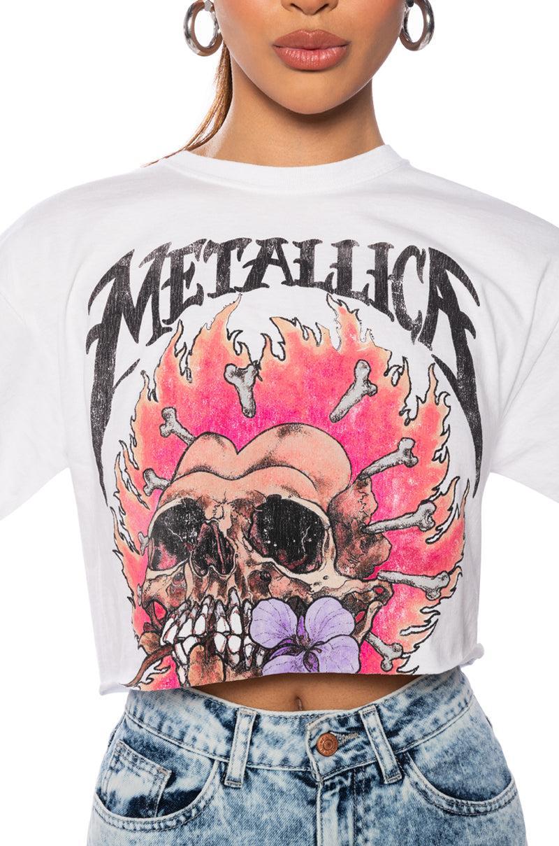 METALLICA FLORAL SKULL CROPPED T SHIRT Product Image