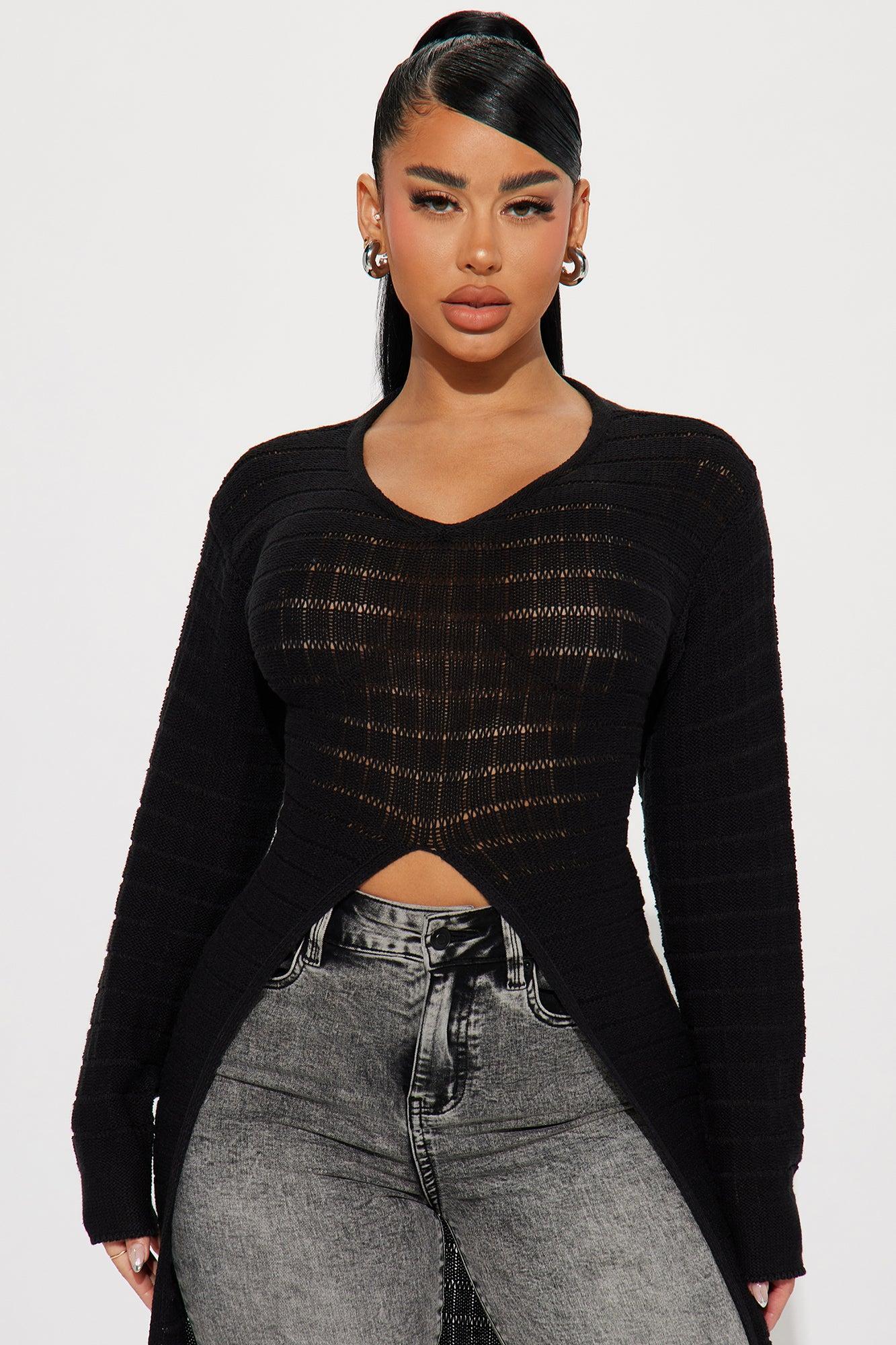The Brightside Maxi Sweater Top - Black Product Image