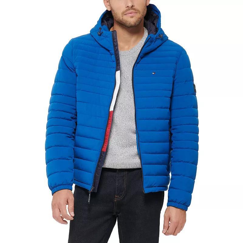 Men's Tommy Hilfiger Stretchy Hooded Puffer Jacket, Size: XL, Black Product Image
